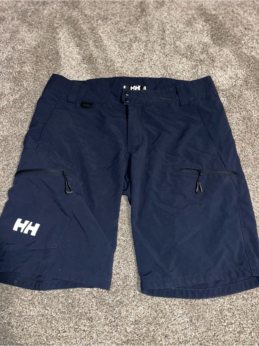 Helly Hansen Mens Navy Technical Hiking Shorts Size 34 Regular HH Logo Euc
